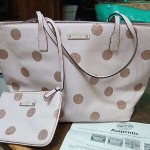 Kate Spade Pink Tote Bag with Glitter Polka Dots